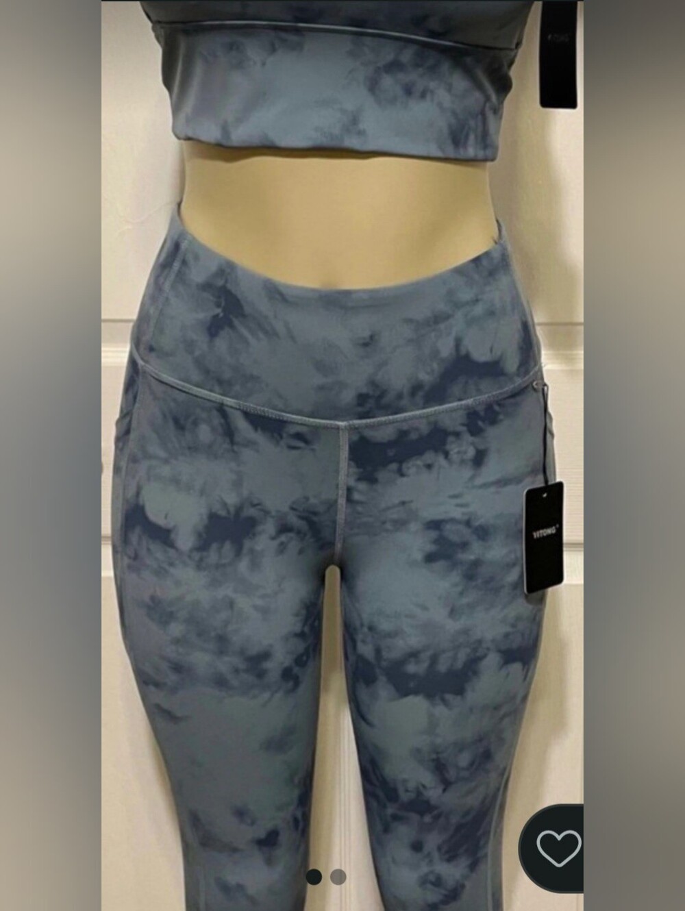 Yitong Tie Dye Blue Gray High-Waist Leggings Set